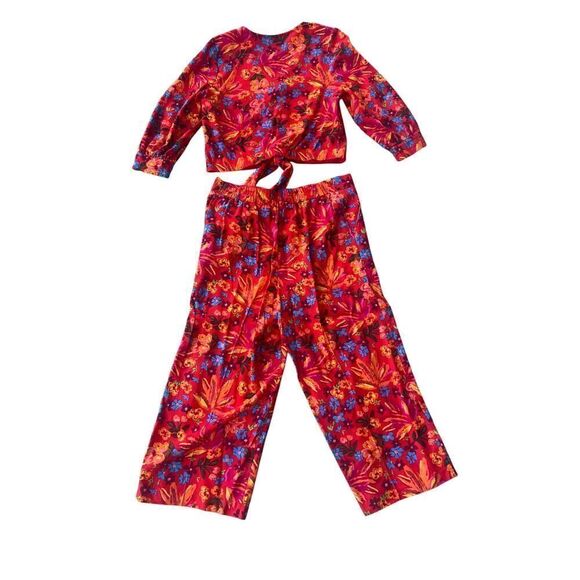 Anthropologie Maison d’ Amelie Red Floral Linen Button Top S, Trouser Pants M - Picture 8 of 8